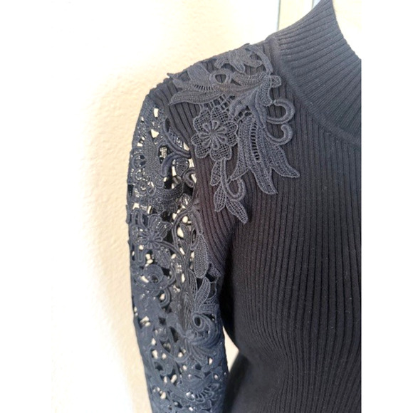 Generation Love Marcelena Womens Lace Combo Long Sleeve Sweater Black Sz XL $295 - Picture 4 of 9